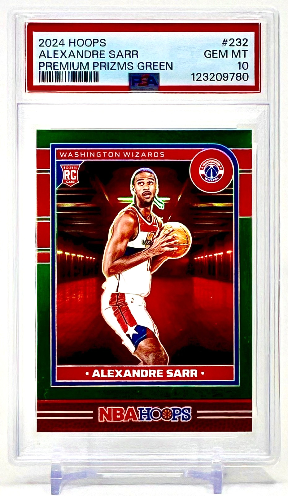 2024 Hoops Alexandre Sarr RC #232 Premium Prizms Green PSA 10 Tough Grade POP 1
