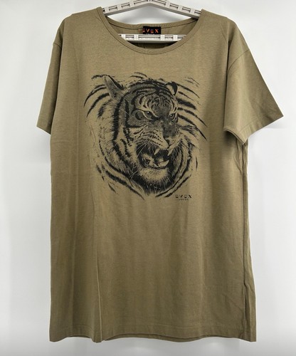 Krizia, Evex By Krizia Vintage Men’s T-shirt Size 40 Tiger Sand Green