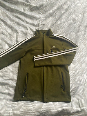 adidas  Trainingsjacke grün L mit Reißverschluss, 3 Streifen, Taschen