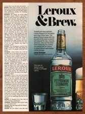 1982 Leroux Peppermint Schnapps Vintage Print Ad/Poster Retro Man Cave Bar Art