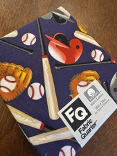 Baseball Glove Sports Ball Bats Batting Helmet Cotton Fabric FQ on Navy Blue NEW