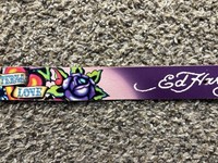 ED HARDY Holiday CHRISTIAN AUDIGIER ETERNAL LOVE Purple Leather Belt Buckle S 13