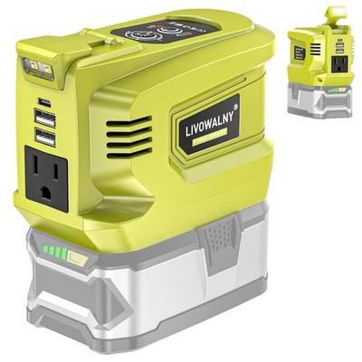 LIVOWALNY 200W Power Inverter Compatible with Ryobi 18V 1-PACK, Green