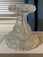 Vintage Presses Glass Punch Bowl Stand Pedestal IMPERIAL Unmarked Whirling Star