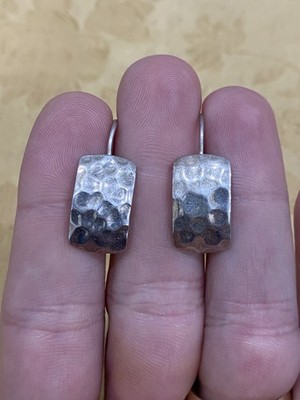 Beautiful SILPADA French Hook Sterling Silver Hammered Rectangle Earrings 925