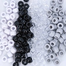 MIIIM 1000PCS 6x9mm Pony Beads Bulk, Black and White Kandi Large, Neutral