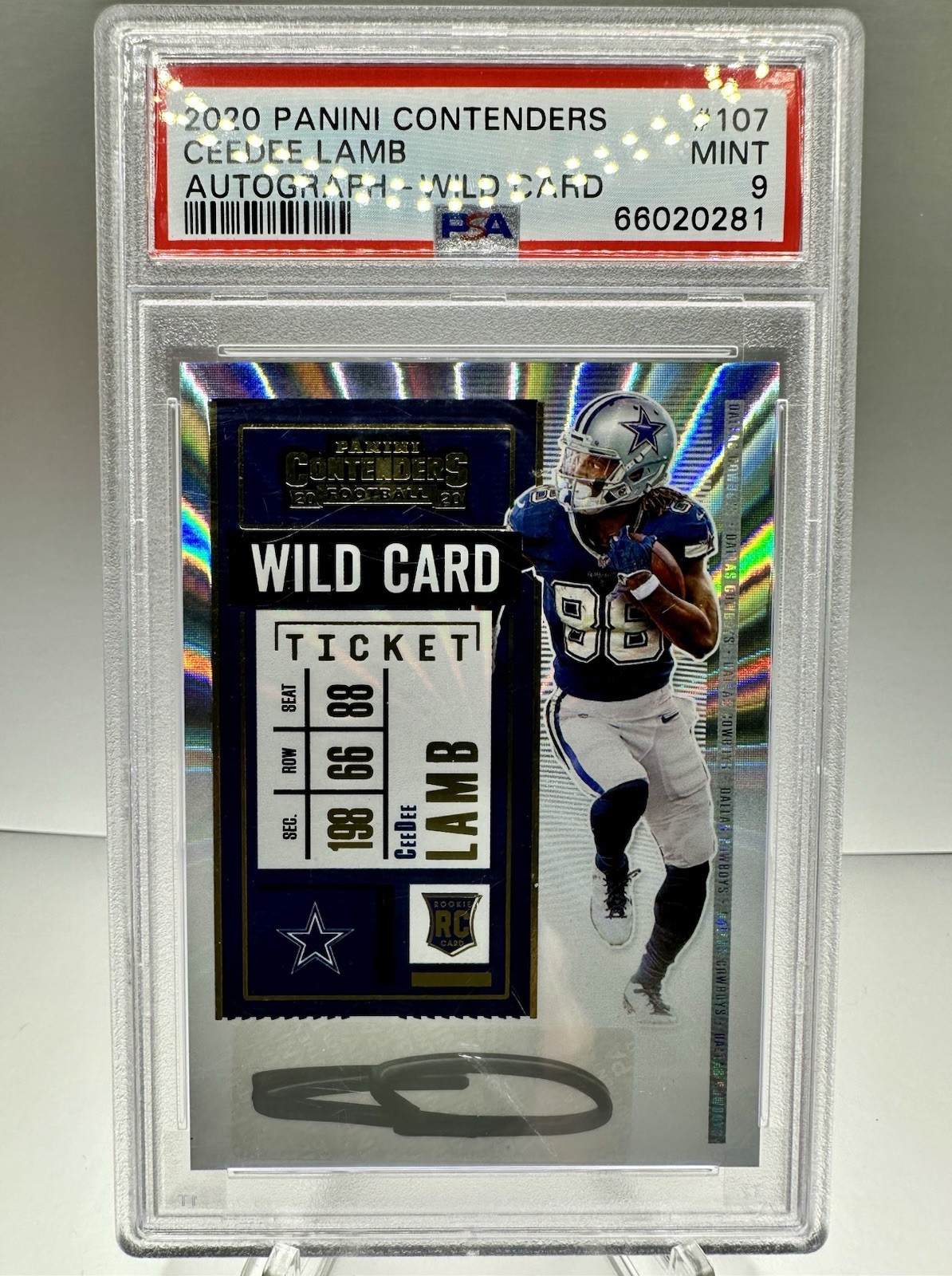 2020 Panini Contenders - CeeDee Lamb Auto Wild Card Ticket #107 Rookie PSA 9