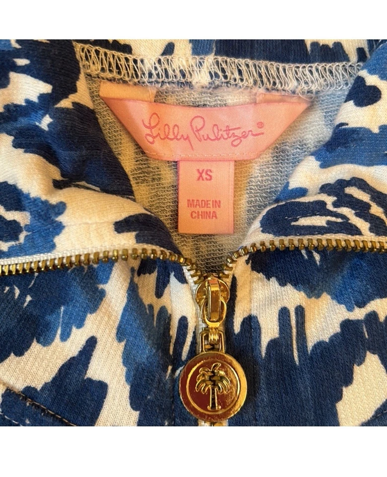 Chaqueta con cremallera Lilly Pulitzer Angela azul marino y blanco para mujer talla XS Foto 2 de 4