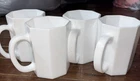 4 ct Arcopal France White Milk Glass Coffee Tea Cups Mugs Arcoroc Octagon 4”