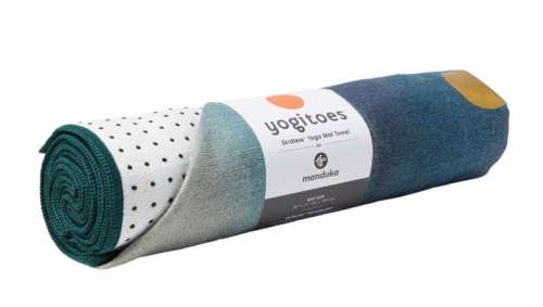 new Yogitoes Skidless Yoga Mat Towel by Manduka 24x71" Emerald Growth 2.0