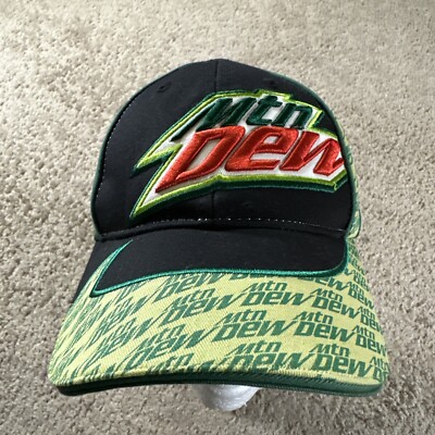 Dale Earnhardt Jr Hat Cap Adult Green Black Strapback Mtn Dew kendrick Motorspor