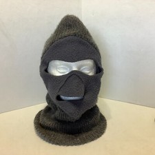 Vintage Knit Winter Mask Full Face Beanie Hat Hunting Skiing USA Gray