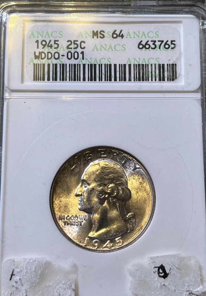 1945 DDO FS-101 Wash.Quarter. Old Anacs Holder Ms-64 Should Easily Upgrade!!! - Image 3 of 4