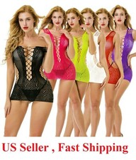  Sexy-Lingerie-Women-fishnet -bodysuit-Dress-Babydoll-Nightgown mesh clubwear