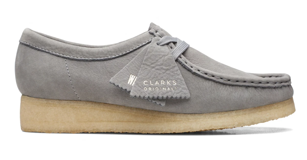 Gray clarks wallabees deals