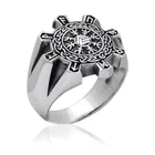 Sterling Silver Valknut Norse Helm of Awe Viking Runes Futhark Celtic Ring