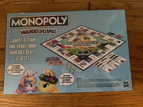 Monopoly Unicorns Vs. Llamas Board Game NEW Unopened - Foto 2 di 2