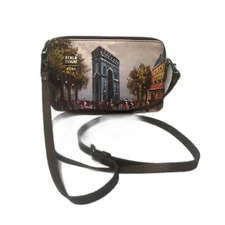 Vida Crossbody Clutch Bag Cityscape Cow Leather Cotton Novelty Travel