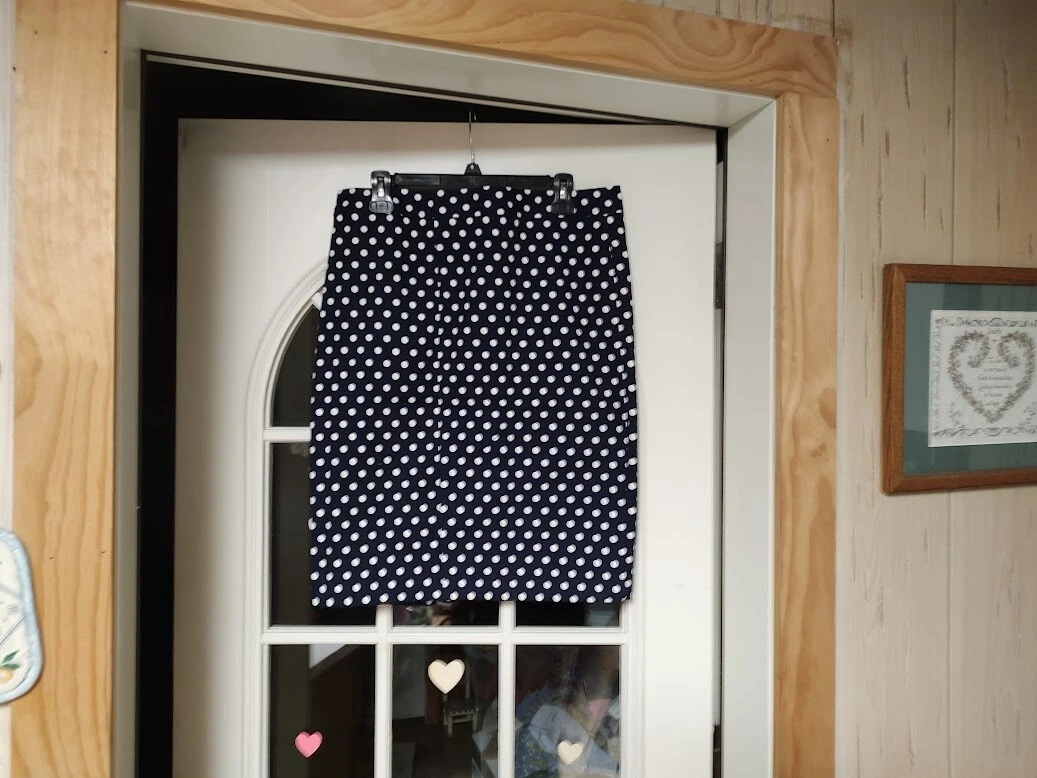 NWT Pixley June Navy Blue White Polka Dot Pencil Skirt Women's XL