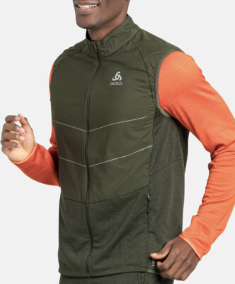 Odlo Run Easy S-Thermic Gilet vest size M deep depths green men jacket A001972