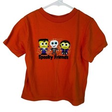 Orange Spooky Friends T-Shirt Tee Halloween Frankenstein Vampire Kids Boys 2T