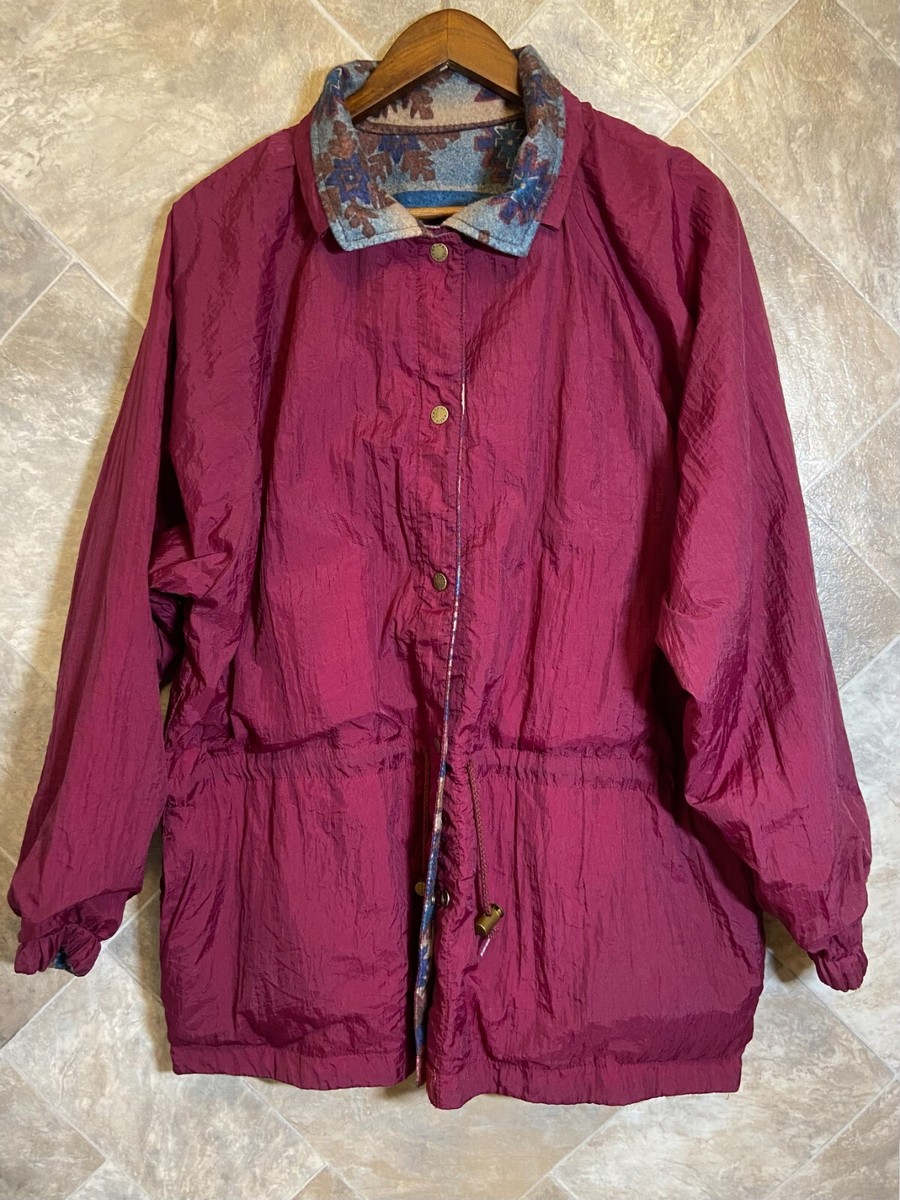 Vintage Casual Club Reversible Jacket Women's Large Red