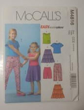 McCall's 4816 Size 3-6 Children's Tops Skirts Shorts Capri Pants