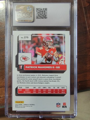PATRICK MAHOMES II 2022 Donruss GOLD PRESS PROOF PREMIUM! #275 CGC 9.5 MINT + - Picture 2 of 2