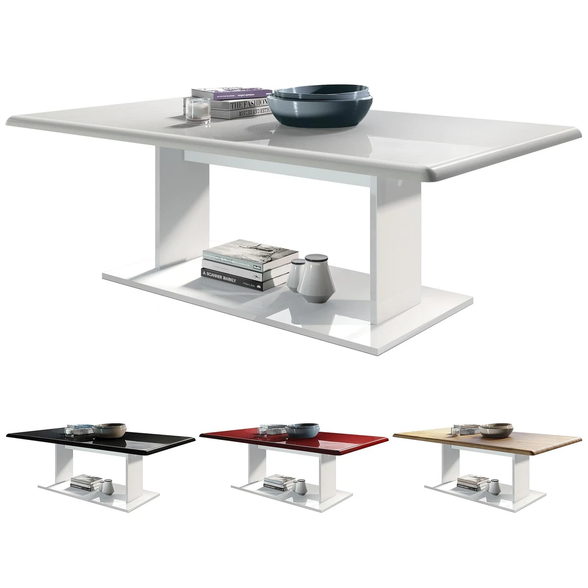 Coffee Table Side End Table Mono in White High Gloss Natural