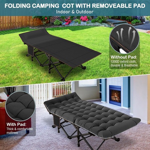 NAIZEA Cuna de Camping de Gran Tamaño 78x32x18 pulgadas XXL Cama Plegable con Colchón Bolsa de Transporte - Imagen 18 de 48