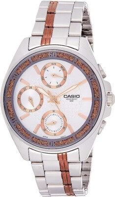 Casio Damen, silber Edelstahlarmband, weißes Zifferblatt Uhr LTP-2086RG-7AVDF