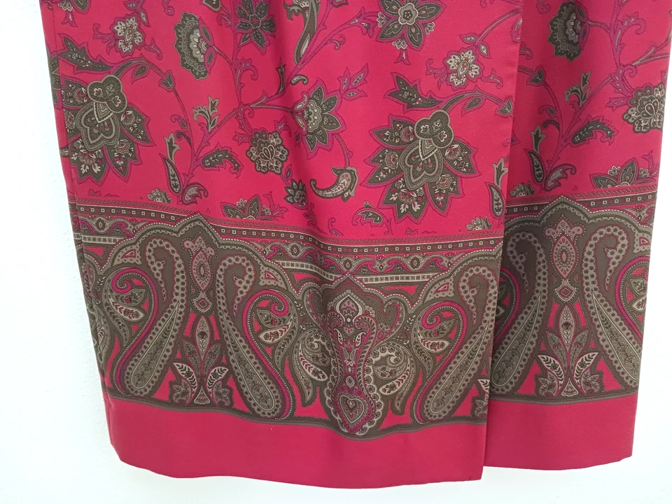 Винтажная 100% шелковая длинная юбка с запахом Jones New York Country размер 10 темно-красный пейсли - Изображение 4 из 4