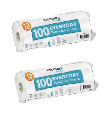 200 Pedal Bin Liners 12L White Value Bin Liner Small Rubbish