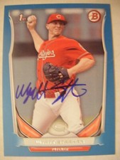 WYATT STRAHAN signed SP BLUE #/399 REDS 2014 Bowman Draft baseball card AUTO USC