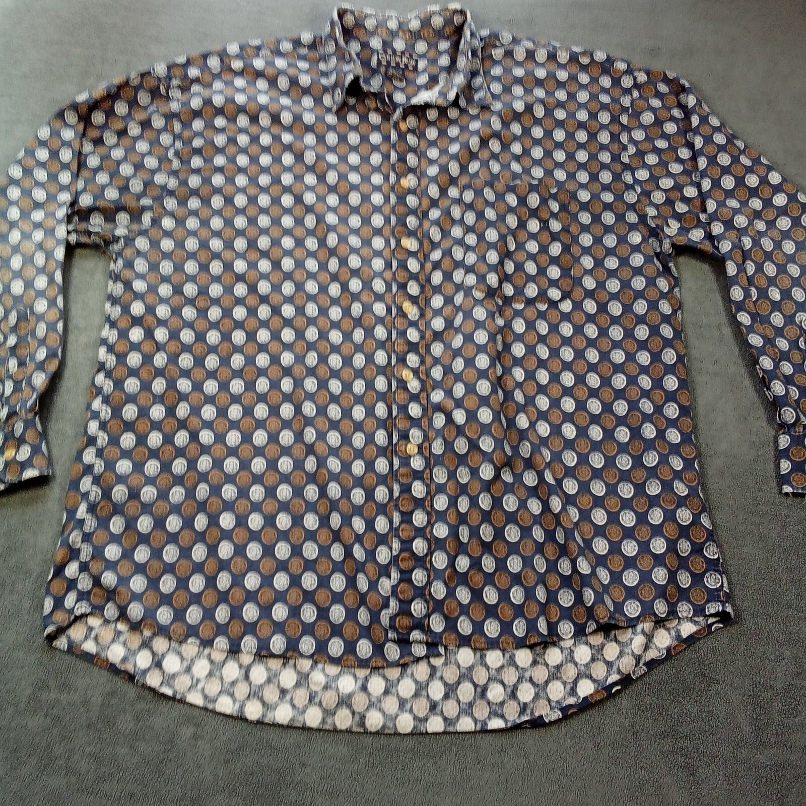 Camicia a fila di cotone uomo 2x grande stampa blu manica lunga causale tasca Y2K