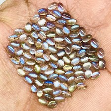 100 Pcs Natural Labradorite 5x3mm Oval Top Quality Loose Cabochon Gemstones Lot
