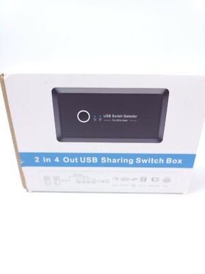 USB 2.0 Sharing Switch Splitter Box Hub for PC 2 in 4 Out with USB Cable