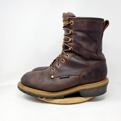 Carolina Elm Boots Mens 9.5 2E WIDE Soft Toe EH Brown Logger Work Shoes CA8821