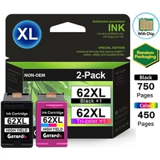 GATAPO® 62XL Ink Cartridges Black & Color for HP Envy 5660 7644 OfficeJet 5741