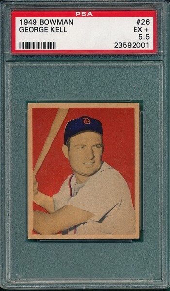 💥George Kell 1949 Bowman #26 Detroit Tigers HOF RC  PSA 5.5