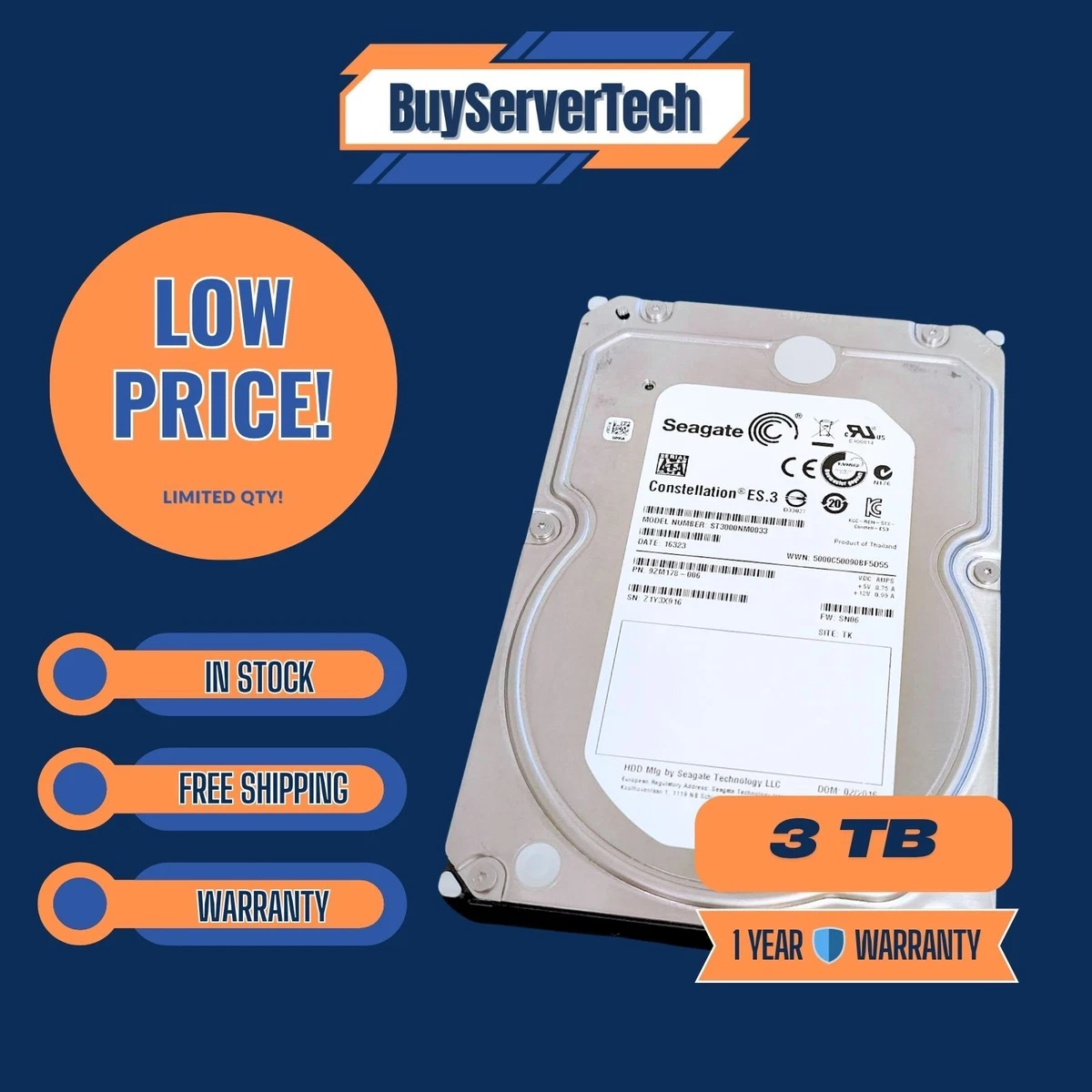 Seagate 3TB Storage Capacity Hard Drives (HDD, SSD & NAS) for sale