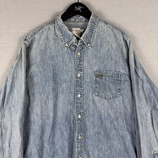 Vintage Calvin Klein Shirt Denim Button Up Blue Long Sleeve Mens XL 90s Utility