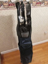 Ron Miller Pro Model Cart Bag 3-way Blue/Grey Orig. Windowpane Rain Cover Nice