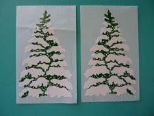 Vtg 1991 Mrs. Grossman's Stickers SNOW COVERED EVERGREEN TREES 2 Mods 2"x3.25"