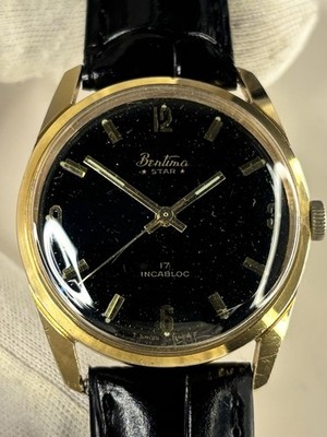 BENTIMA Star Vintage 1960 s Men s Manual Black Dial Gold Dress Watch