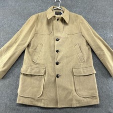 VINTAGE Pendleton Coat Mens 46 Brown Overcoat Long Virgin Wool Sportsman 70s 80s
