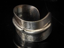VINTAGE BRUTALIST MODERNIST MEXICO TAXCO TE-31 925 STERLING CUFF BRACELET