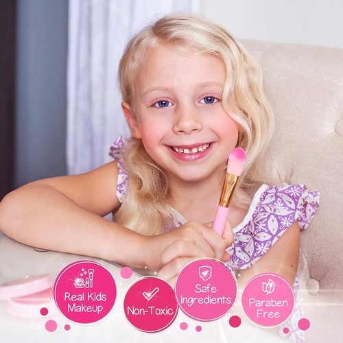 Kids Real Makeup Kit for Girls with Pink Unicorn Purse, Non Toxic Washable...  - Picture 2 of 6