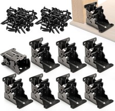 8 Pack Table Leg Folding Brackets, Self-Locking Hinge Hardware with Screws, Exte