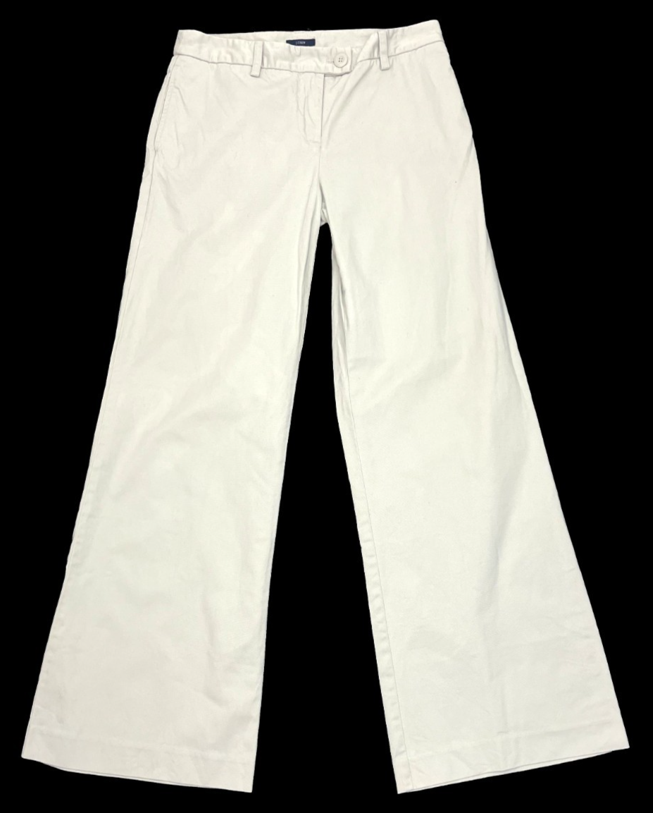 J Crew Wide Leg Khaki Chino Trouser Pants 30 x 32 Womens 6